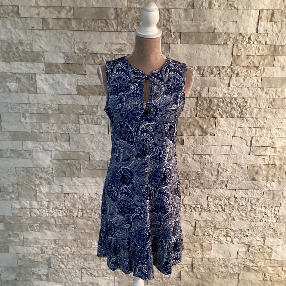 Michael Kors Sleeveless Blue Paisley Dress